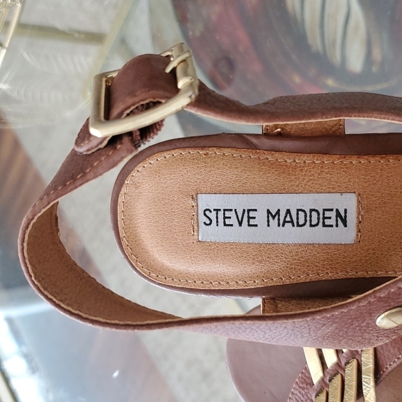 Steve Madden turnpike wedge heel leather size 7.5  new - Picture 6 of 9